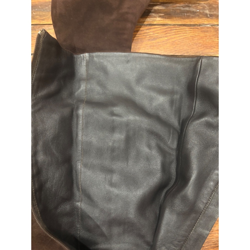 Prada Milano Womens Brown Suede Pointed Toe Kitten Heel Knee High Boots - Picture 6 of 9